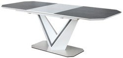 Casa Padrino designer dining table white / gray / silver 160-220 x 90 x H. 76 cm - Extendable dining room table with ceramic plates - Dining room furniture