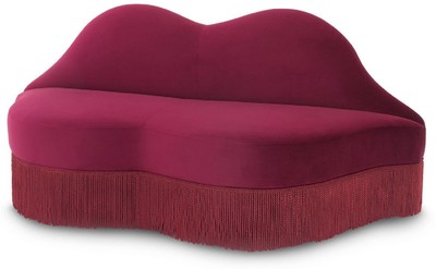Casa Padrino Designer Velvet Sofa Lips Mouth Bordeaux Red 195 x 80 x H. 97 cm - Designer Living Room Furniture - Luxury Collection
