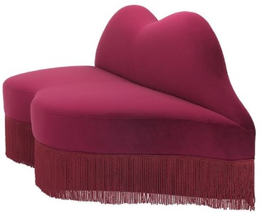 Casa Padrino Designer Samt Sofa Lippen Mund Bordeauxrot 195 x 80 x H. 97 cm - Designer Wohnzimmer Möbel - Luxus Kollektion