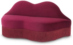 Casa Padrino divano di design in velluto labbra bocca rosso bordeaux 195 x 80 x A. 97 cm - Mobili soggiorno di design - Collezione di Lusso