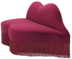Casa Padrino divano di design in velluto labbra bocca rosso bordeaux 195 x 80 x A. 97 cm - Mobili soggiorno di design - Collezione di Lusso