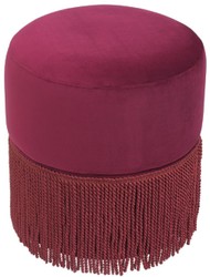 Casa Padrino sgabello in velluto di lusso rosso bordeaux Ø 40 x A. 47 cm - Sgabello Rotondo - Mobili per Soggiorno di Lusso