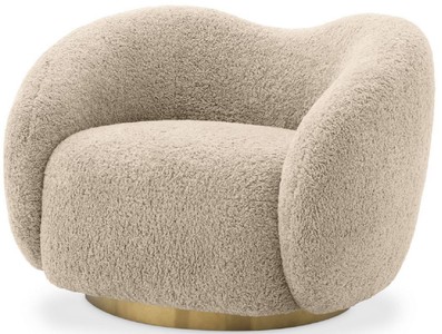 Casa Padrino luxury swivel armchair sand / brass 105 x 91 x H. 74 cm - Living room armchair - Luxury Furniture