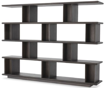 Casa Padrino cabinet mensola di lusso moka 230 x 40 x A. 170 cm - Armadio in rovere impiallacciato - Armadio per libri - Mobile da Soggiorno di Lusso