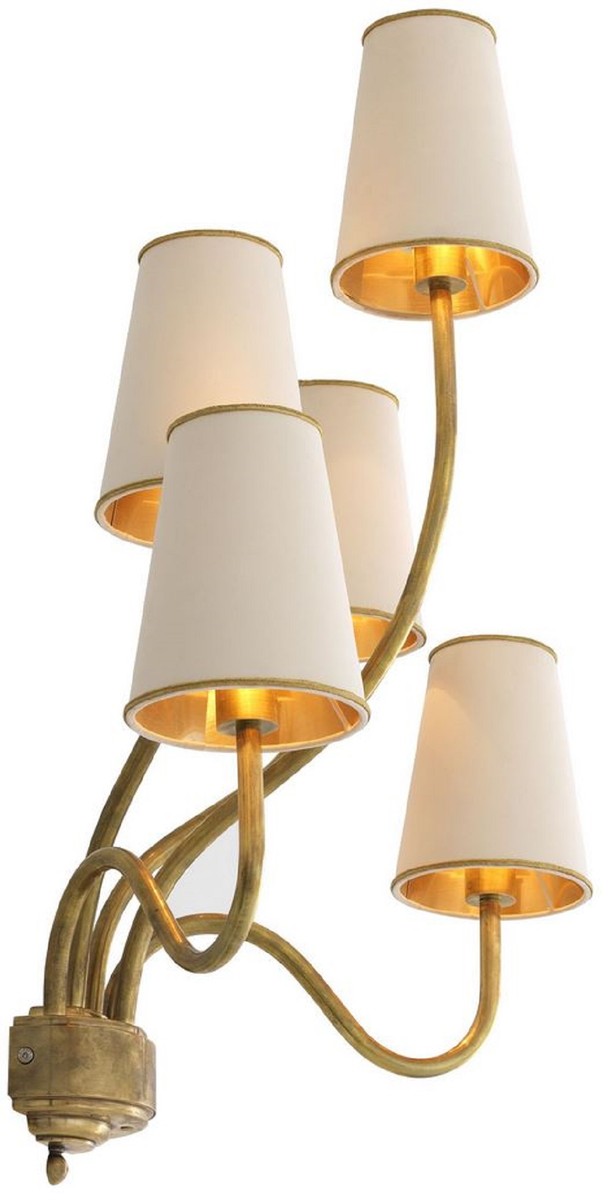 Casa Padrino applique murale de luxe laiton vintage / crème 53 x 34 x H. 68 cm - Applique murale pour Hôtel et Restaurant - Qualité de Luxe