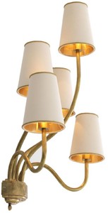 Casa Padrino Luxus Wandleuchte Vintage Messingfarben / Creme 53 x 34 x H. 68 cm - Hotel & Restaurant Wandlampe - Luxus Qualität