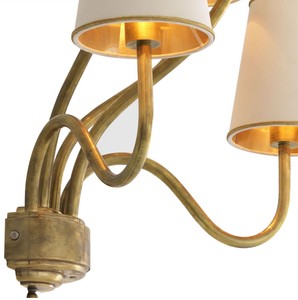 Casa Padrino Luxus Wandleuchte Vintage Messingfarben / Creme 53 x 34 x H. 68 cm - Hotel & Restaurant Wandlampe - Luxus Qualität