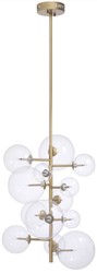 Casa Padrino lampadario alogeno di lusso ottone antico 26 x 26 x A. 71 cm - Lampadario moderno con paralumi rotondi in vetro - Collezione di Lusso