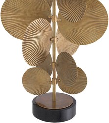 Casa Padrino lampada da tavolo di lusso ottone vintage / nero / grigio Ø 40 x A. 83 cm - Lampada da tavolo moderna con base in granito e paralume rotondo - Lampada da soggiorno