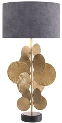 Casa Padrino lampada da tavolo di lusso ottone vintage / nero / grigio Ø 40 x A. 83 cm - Lampada da tavolo moderna con base in granito e paralume rotondo - Lampada da soggiorno