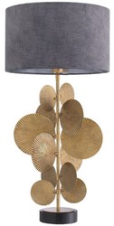 Casa Padrino lampada da tavolo di lusso ottone vintage / nero / grigio Ø 40 x A. 83 cm - Lampada da tavolo moderna con base in granito e paralume rotondo - Lampada da soggiorno