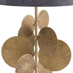 Casa Padrino lampada da tavolo di lusso ottone vintage / nero / grigio Ø 40 x A. 83 cm - Lampada da tavolo moderna con base in granito e paralume rotondo - Lampada da soggiorno