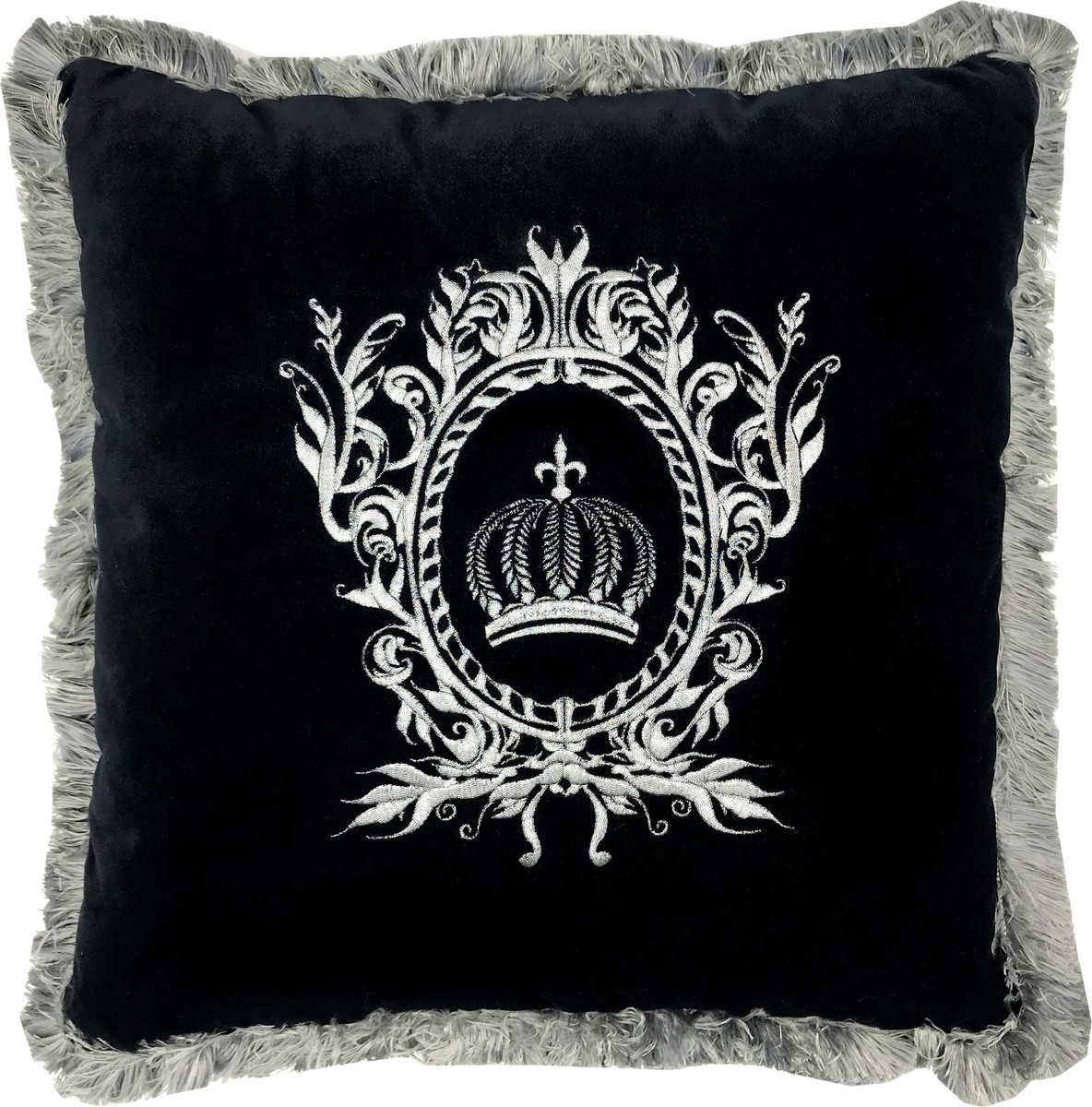 Harald Glööckler Luxus Kissen Pompöös by Casa Padrino Barock Baroque Luxury Pillow Cushion Schwarz Silber Black Silver Interior Harald Glööckler Luxus Kissen Pompöös by Casa Padrino Barock Baroque Luxury Pillow Cushion Schwarz Silber Black Silver Interior