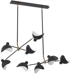 Casa Padrino Designer Kronleuchter Schwarz / Antik Messingfarben 152 x 100 x H. 140 cm - Eleganter Kronleuchter im 50er Jahre Stil mit verstellbaren Armen - Luxus Kollektion