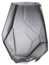 Casa Padrino vaso di vetro decorativo di lusso grigio 18 x 16 x A. 22 cm - Elegante Vaso di Fiori Soffiato a Mano - Accessori di Decorazione di Lusso