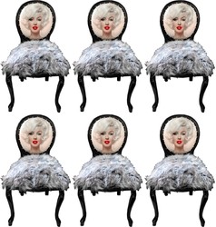 Casa Padrino Luxury Baroque Dining Chair Set Marilyn Monroe Gray / Black 50 x 60 x H. 104 cm - Handcrafted Pop Art Designer Chairs with Faux Fur - Baroque Dining Room Furniture Casa Padrino Luxury Baroque Dining Chair Set Marilyn Monroe Gray / Black 50 x 60 x H. 104 cm - Handcrafted Pop Art Designer Chairs with Faux Fur - Baroque Dining Room Furniture