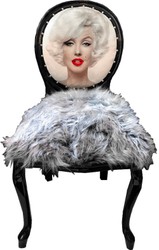 Casa Padrino Luxury Baroque Dining Chair Set Marilyn Monroe Gray / Black 50 x 60 x H. 104 cm - Handcrafted Pop Art Designer Chairs with Faux Fur - Baroque Dining Room Furniture Casa Padrino Luxury Baroque Dining Chair Set Marilyn Monroe Gray / Black 50 x 60 x H. 104 cm - Handcrafted Pop Art Designer Chairs with Faux Fur - Baroque Dining Room Furniture