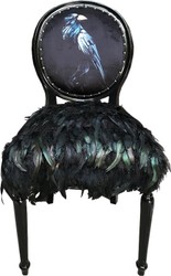 Casa Padrino ensemble de chaises de salle à manger baroque de luxe corbeau noir 50 x 60 x H. 104 cm - Chaises de cuisine faite main avec plumes artificiels - Mobilier de salle à manger baroque Casa Padrino ensemble de chaises de salle à manger baroque de luxe corbeau noir 50 x 60 x H. 104 cm - Chaises de cuisine faite main avec plumes artificiels - Mobilier de salle à manger baroque