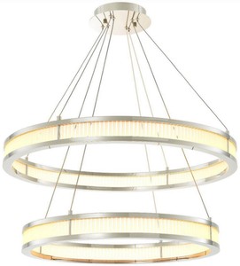 Casa Padrino luxury LED chandelier silver / white Ø 85 cm - Modern round chandelier - Living Room Chandelier - Hotel Chandelier