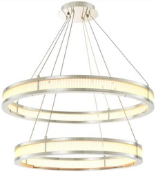Casa Padrino luxury LED chandelier silver / white Ø 85 cm - Modern round chandelier - Living Room Chandelier - Hotel Chandelier
