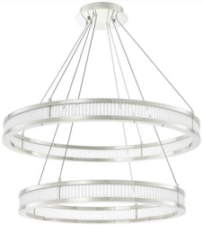 Casa Padrino luxury LED chandelier silver / white Ø 85 cm - Modern round chandelier - Living Room Chandelier - Hotel Chandelier