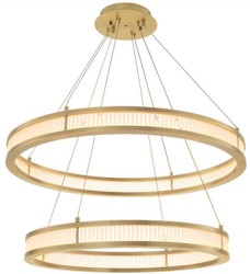 Casa Padrino luxury LED chandelier antique brass / white Ø 85 cm - Modern round chandelier - Living Room Chandelier - Hotel Chandelier