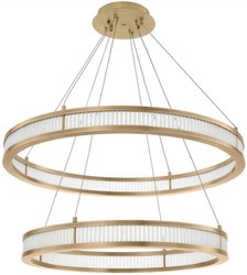 Casa Padrino luxury LED chandelier antique brass / white Ø 85 cm - Modern round chandelier - Living Room Chandelier - Hotel Chandelier