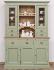 Landhausstil Massivholz Schrank Küchenschrank Grün Braun Country Style Solid Wood Cabinet Kitchen Cabinet Green Brown