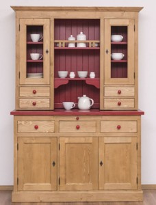 Landhausstil Massivholz Schrank Küchenschrank Naturfarben Bordeauxrot Country Style Solid Wood Cabinet Kitchen Cabinet Natural Bordeaux Red
