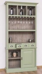 Landhausstil Massivholz Weinschrank Barschrank Hellgrün Grau Country Style Solid Wood Wine Cabinet Bar Cabinet Light Green Gray