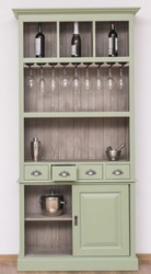 Landhausstil Massivholz Weinschrank Barschrank Hellgrün Grau Country Style Solid Wood Wine Cabinet Bar Cabinet Light Green Gray