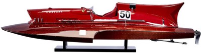 Casa Padrino luxury speedboat with solid wood stand red / brown 97 x 35 x H. 22 cm - Handmade deco wooden boat model boat - Deco Accessories