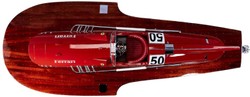 Casa Padrino bateau de vitesse de luxe avec support en bois massif rouge / marron 97 x 35 x H. 22 cm - Modèle de bateau en bois déco fait main - Accessoires Déco