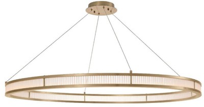 Casa Padrino Luxus LED Kronleuchter Antik Messingfarben / Weiß Ø 139 cm - Moderner runder Kronleuchter - Wohnzimmer Kronleuchter - Hotel Kronleuchter