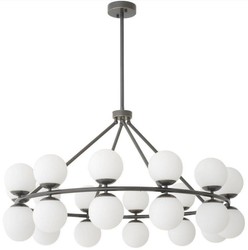 Casa Padrino lámpara de araña de lujo bronce / blanco Ø 115 x A. 65 cm - Lámpara de araña moderna de metal con pantallas redondas de vidrio - Colección de Lujo