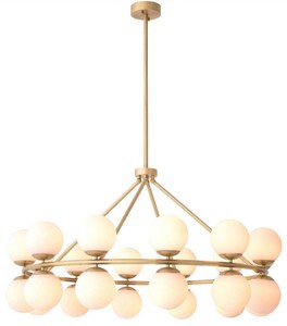 Casa Padrino lustre de luxe laiton antique / blanc Ø 115 x H. 65 cm - Lustre moderne en métal avec abat-jour en verre rond - Collection de Luxe