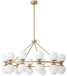 Casa Padrino lustre de luxe laiton antique / blanc Ø 115 x H. 65 cm - Lustre moderne en métal avec abat-jour en verre rond - Collection de Luxe