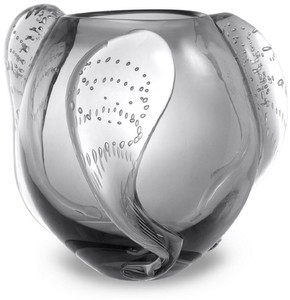 Casa Padrino luxury decorative glass vase gray Ø 32 x H. 28 cm - Elegant hand blown flower vase - Luxury Decoration Accessories
