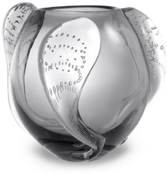 Casa Padrino luxury decorative glass vase gray Ø 32 x H. 28 cm - Elegant hand blown flower vase - Luxury Decoration Accessories