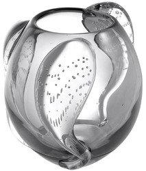 Casa Padrino luxury decorative glass vase gray Ø 32 x H. 28 cm - Elegant hand blown flower vase - Luxury Decoration Accessories