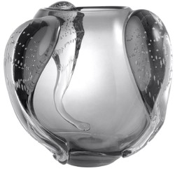 Casa Padrino luxury decorative glass vase gray Ø 32 x H. 28 cm - Elegant hand blown flower vase - Luxury Decoration Accessories