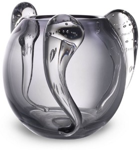 Casa Padrino vaso di vetro decorativo di lusso grigio Ø 23 x A. 24 cm - Elegante Vaso di Fiori Soffiato a Mano - Accessori di Decorazione di Lusso