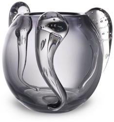 Casa Padrino luxury decorative glass vase gray Ø 23 x H. 24 cm - Elegant hand blown flower vase - Luxury Decoration Accessories