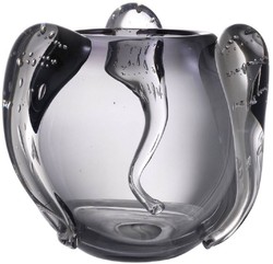 Casa Padrino luxury decorative glass vase gray Ø 23 x H. 24 cm - Elegant hand blown flower vase - Luxury Decoration Accessories
