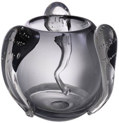 Casa Padrino luxury decorative glass vase gray Ø 23 x H. 24 cm - Elegant hand blown flower vase - Luxury Decoration Accessories