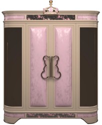 Casa Padrino armoire de chambre d'enfant design de luxe rose / beige / noir / or 200 x 60 x H. 250 cm - Meubles de Chambre d'Enfants - Meubles d'Hôtel - Qualité de Luxe - Fabriqué en Italie