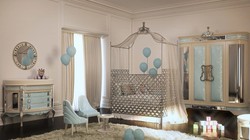 Casa Padrino armoire de chambre d'enfant design de luxe bleu / beige / noir / argent / or 200 x 60 x H. 250 cm - Meubles de Chambre d'Enfants - Meubles d'Hôtel - Qualité de Luxe - Fabriqué en Italie