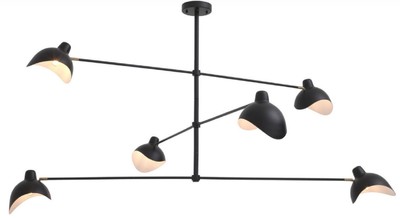 Casa Padrino lustre design noir / laiton antique 180 x 180 x H. 84,5 cm - Lustre élégant dans le style des années 50 - Collection de Luxe
