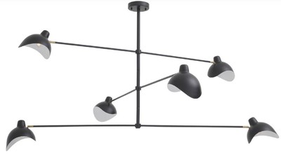 Casa Padrino Designer Kronleuchter Schwarz / Antik Messingfarben 180 x 180 x H. 84,5 cm - Eleganter Kronleuchter im 50er Jahre Stil - Luxus Kollektion