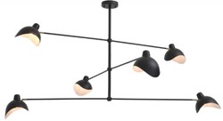 Casa Padrino lámpara de araña de diseño negro / latón antiguo 180 x 180 x A. 84,5 cm - Elegante lámpara de araña de estilo años 50 - Colección de Lujo
